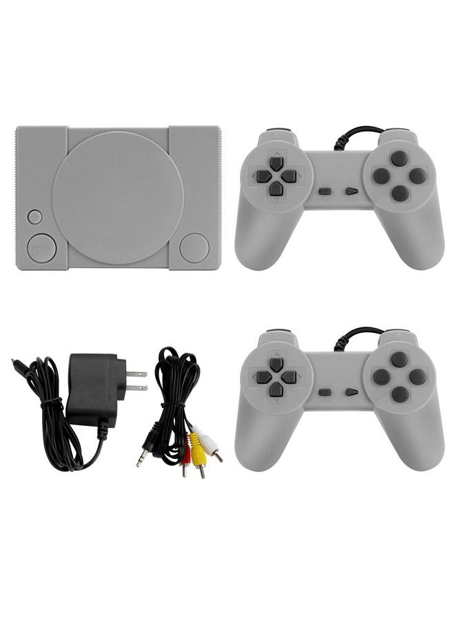 Welltop Playstation Classic 8 Bit Ps1 Retro Video Game Console, Mini Video Games Consoles, Built In 851 Games With 2 Gamepads, Support Av Out Family Tv Retro Games Controller, Grey  - Image 1