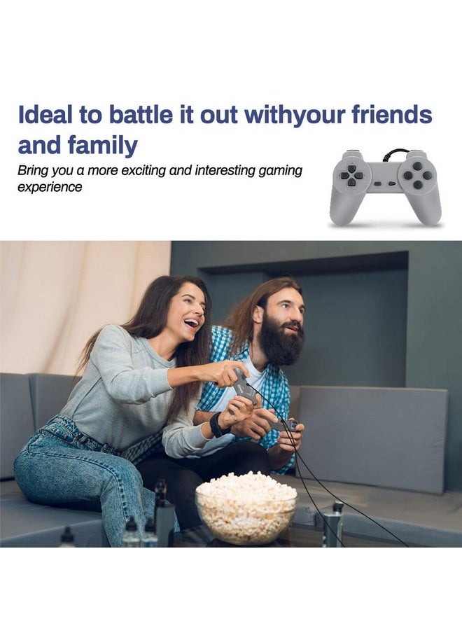 Welltop Playstation Classic 8 Bit Ps1 Retro Video Game Console, Mini Video Games Consoles, Built In 851 Games With 2 Gamepads, Support Av Out Family Tv Retro Games Controller, Grey  - Image 4