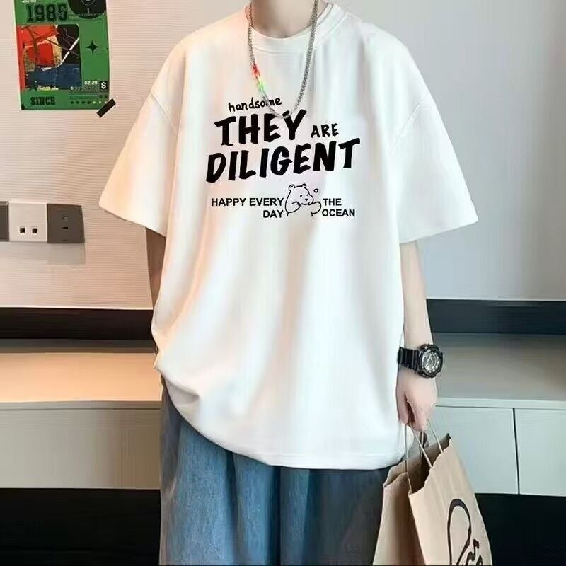 Short-Sleeved T-Shirt For Men 2025 Style Five-Quarter Sleeve T-Shirt Men'S Clothing Versatile Hong Kong Style Trendy Brand Half-Sleeved Men'S T-Shirt - Image 1