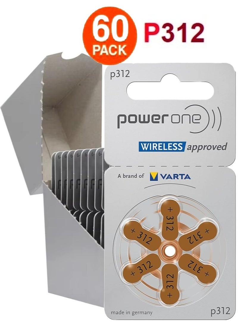 Power One PowerOne Varta 1.45V Original German High Level Hearing Aid Batteries (Wireless Approved) P312 Pack Of 60 Pieces  - Image 3