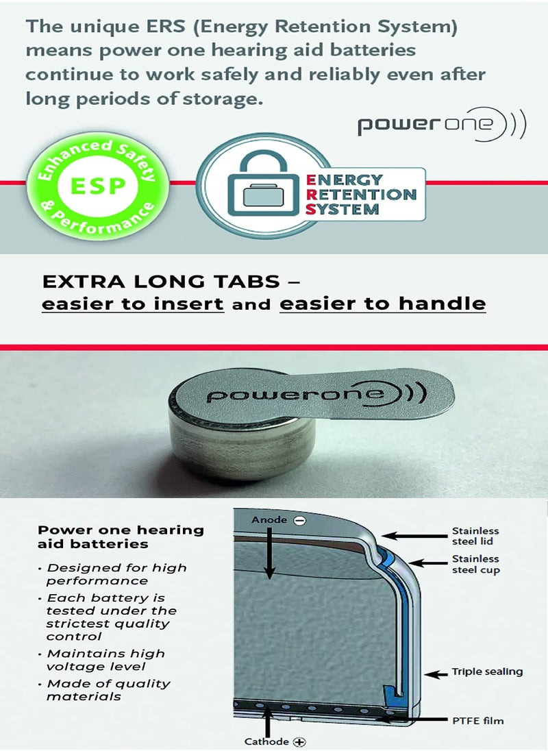 Power One PowerOne Varta 1.45V Original German High Level Hearing Aid Batteries (Wireless Approved) P312 Pack Of 60 Pieces  - Image 4