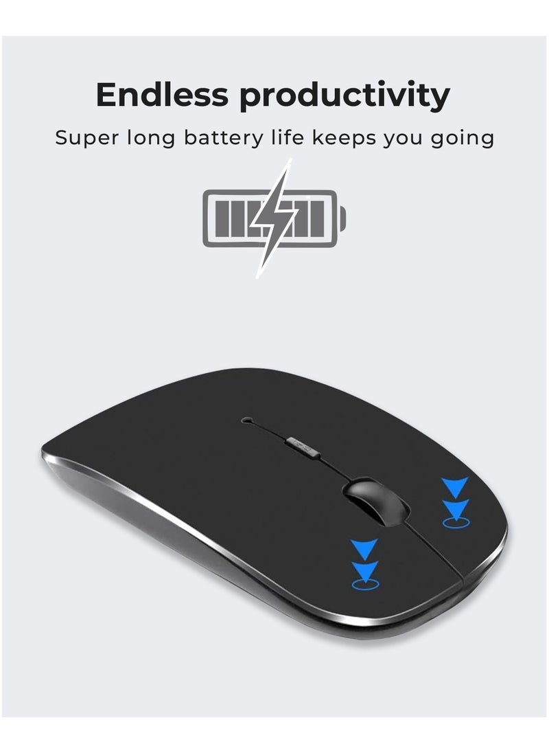glassology - Dual-Mode Wireless Mouse Bluetooth 5.0 & USB 2.4G, Silent Noiseless Slim Design for Laptop, 4 Adjustable DPI Levels Compatible With Mackbook HP Acer Lenovo Thinkpad in White - Image 1