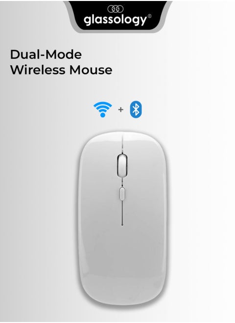 الوضع بلوتوث 5.0 وUSB 2.4G، تصميم نحيف صامت بدون ضوضاء لأجهزة الكمبيوتر المحمول، 4 مستويات DPI قابلة للتعديل متوافقة مع Mackbook HP Acer Lenovo Thinkpad باللون الأبيض