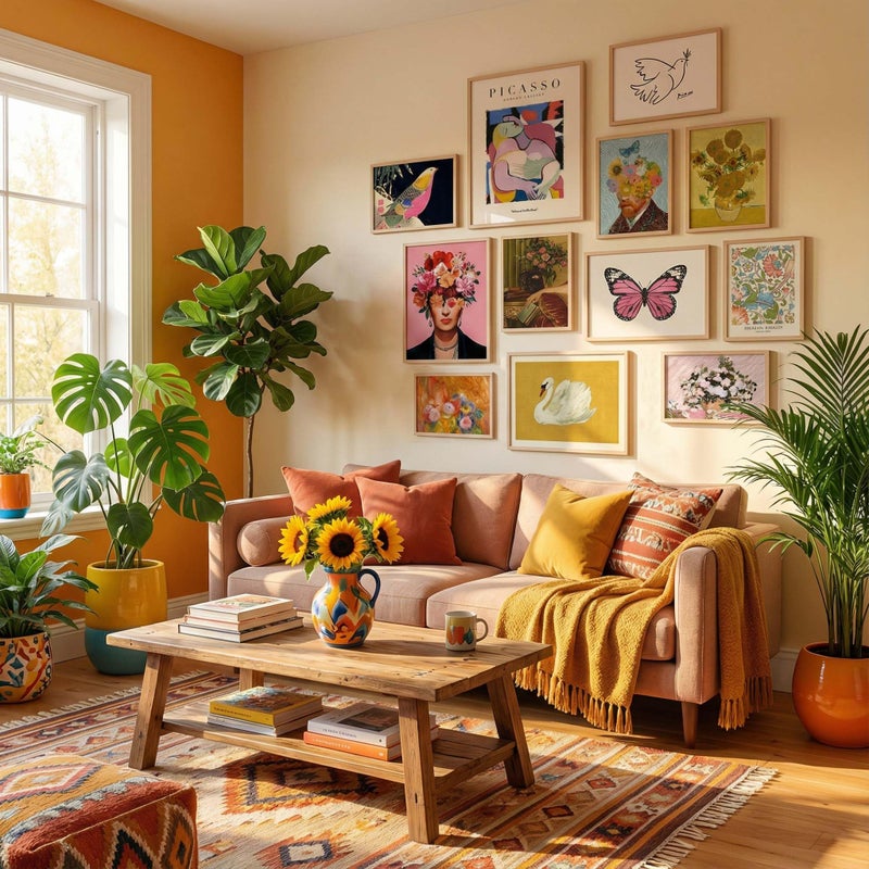 SHEWANT ART Eclectic Wall Art Decor, Colorful Eclectic Wall Art Prints, Colorful Posters for Living Room Aesthetic, Artsy Funky Posters, Girly Gallery Picture Set, Dorm Gallery Maximalist Home Decor, Unframed - Image 5