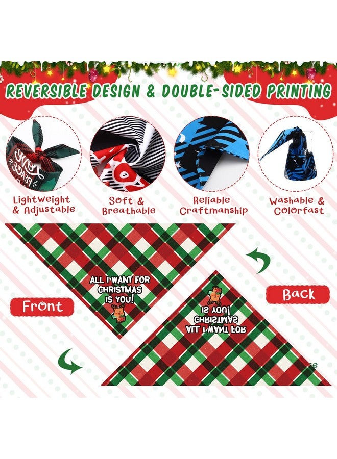 Sanwuta 5 Pcs Winter Dog Bandanas Funny Plaid Dog Triangle Scarf Bibs with Sayings Reversible Adjustable Holiday Puppy Kerchief Washable Pet Costume Accessory for Small Medium Large(Vivid,XL) - Image 3