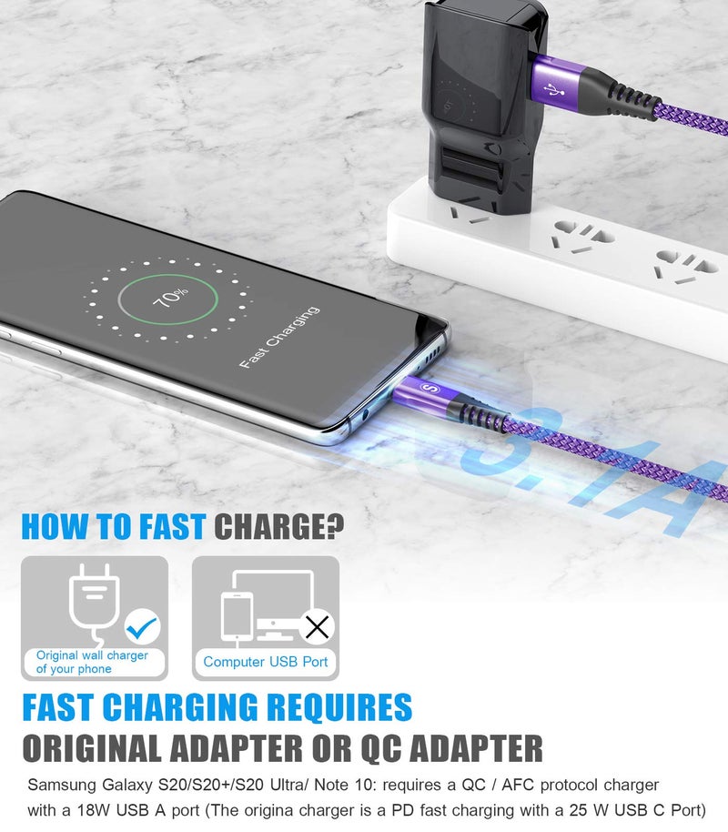 sweguard USB Type C Charger Cable [2-Pack,10ft+10ft] iPhone 15 Charger Nylon Braided USB Cord for iPhone 15 Pro Max Samsung Galaxy S23 S22 S21 S20 S10 S9 S8+ Note 20 Flip A53 A54 Pixel LG Moto PS5 - Image 3