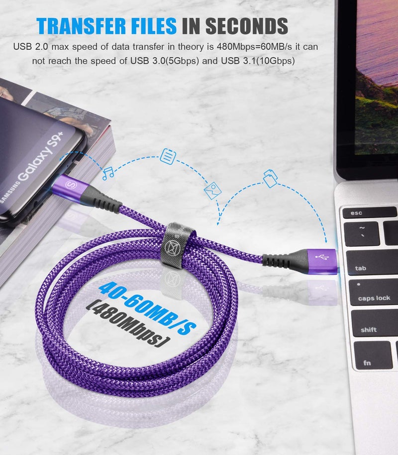 sweguard USB Type C Charger Cable [2-Pack,10ft+10ft] iPhone 15 Charger Nylon Braided USB Cord for iPhone 15 Pro Max Samsung Galaxy S23 S22 S21 S20 S10 S9 S8+ Note 20 Flip A53 A54 Pixel LG Moto PS5 - Image 4