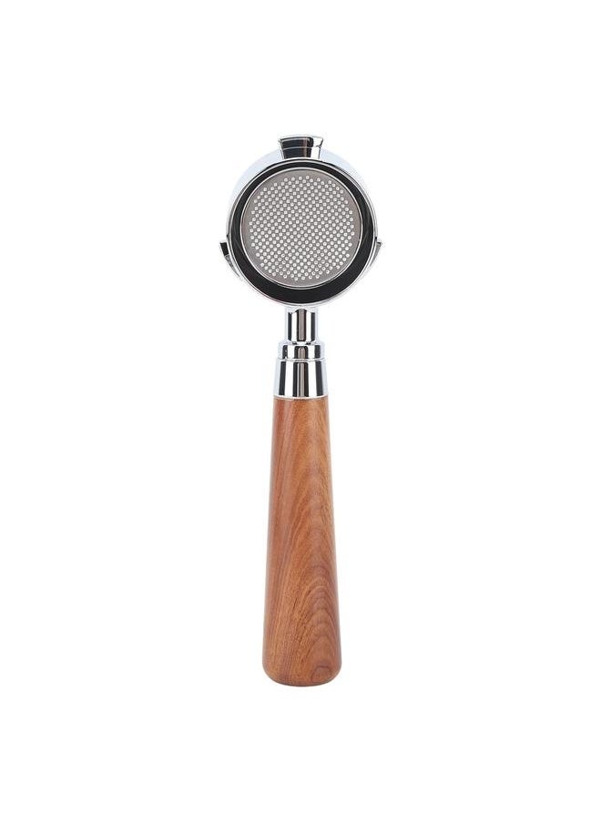 NIBEMINENT 51mm Bottomless Portafilter Aluminum Alloy 3 Ears Bottomless Filter Holder Portafilter with Wooden Handle for Coffee Machine Dark Brown  - Image 1