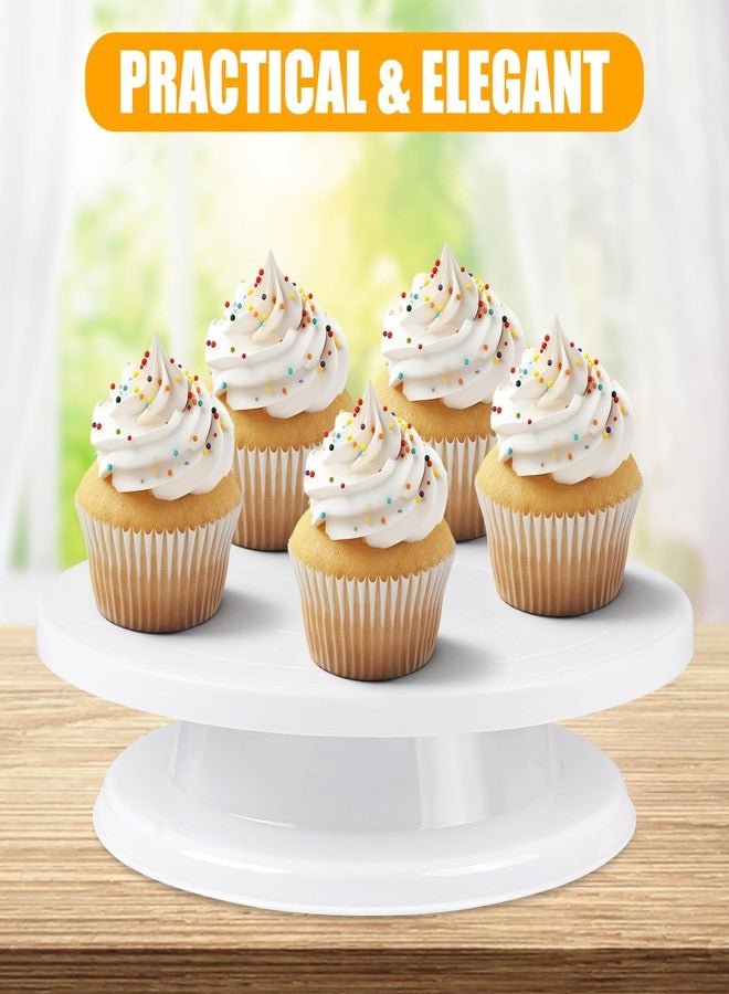 Teqooza Cake Stand Holder, 11 Inch Rotating Cake Turntable, Turns Smoothly Revolving Baking Supplies Cake Turntable for Baking Cupcake Cookie Muffin, White - Image 5