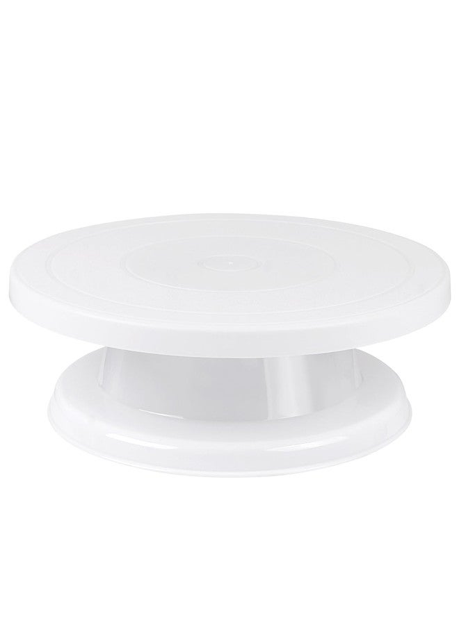 Teqooza Cake Stand Holder, 11 Inch Rotating Cake Turntable, Turns Smoothly Revolving Baking Supplies Cake Turntable for Baking Cupcake Cookie Muffin, White - Image 1