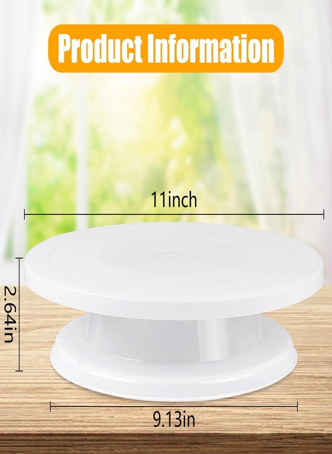 Teqooza Cake Stand Holder, 11 Inch Rotating Cake Turntable, Turns Smoothly Revolving Baking Supplies Cake Turntable for Baking Cupcake Cookie Muffin, White - Image 2