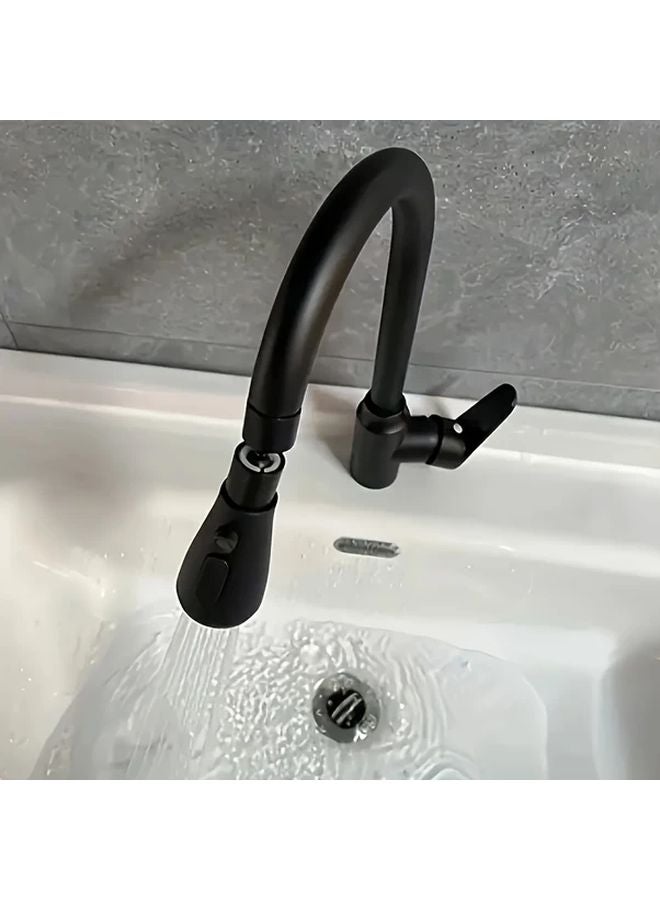 Matte Black Gooseneck Kitchen Faucet with Pull Down Sprayer Single Handle Modern Design - Image 5