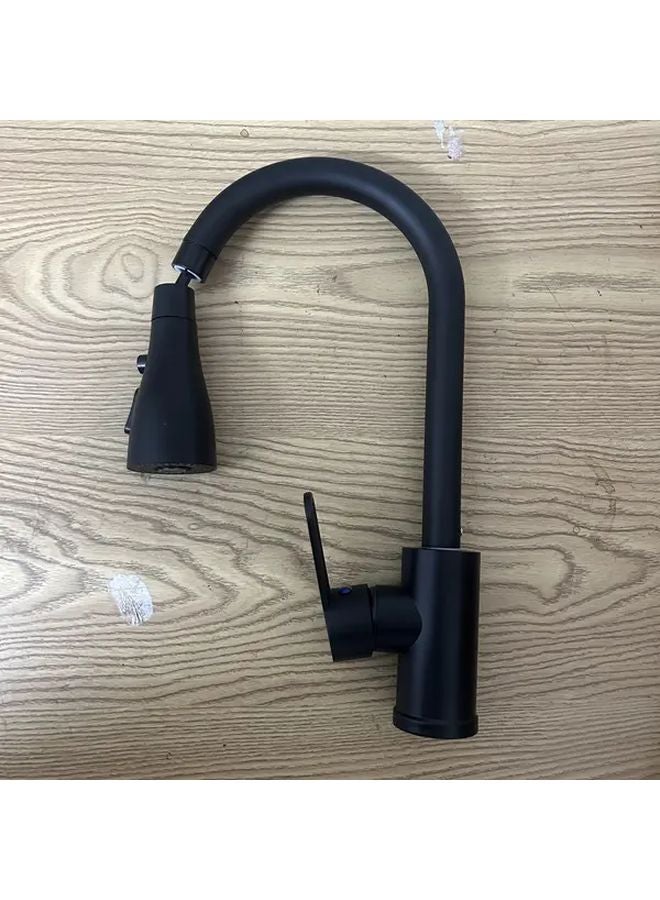 Matte Black Gooseneck Kitchen Faucet with Pull Down Sprayer Single Handle Modern Design - Image 1