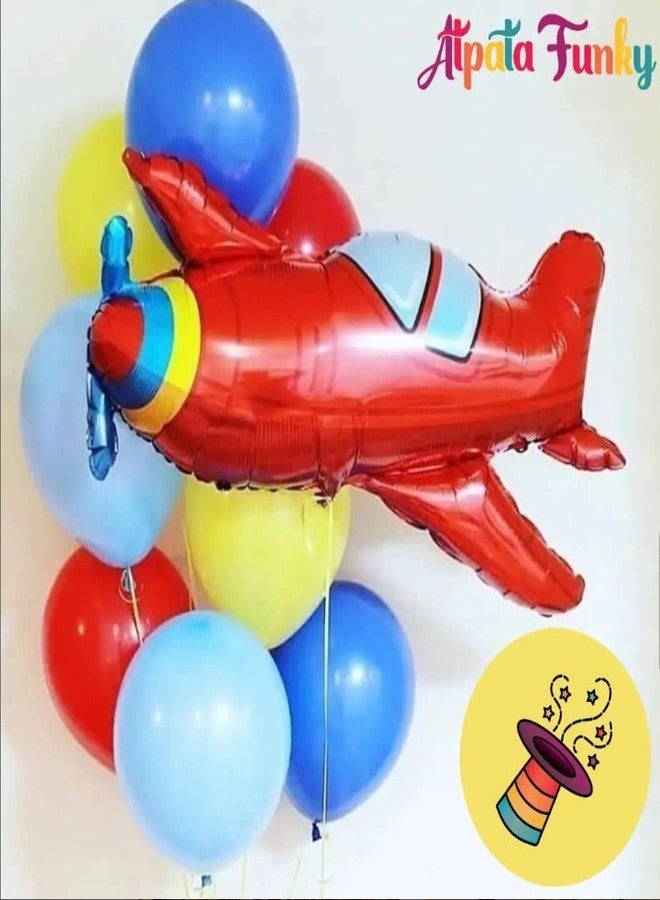 أتباتا فانكي باقة بالونات فويل بتصميم طائرة "أتباتا فانكي سكاي" مع غيوم (طائرة حمراء) - Image 2