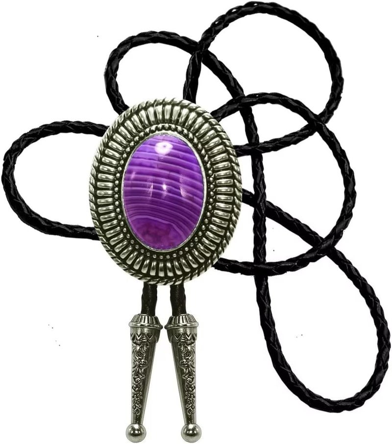 Moranse Bolo Tie with Natural Tiger Eye Stone Celtic Style Genuine and Cowhide Rope - Image 1
