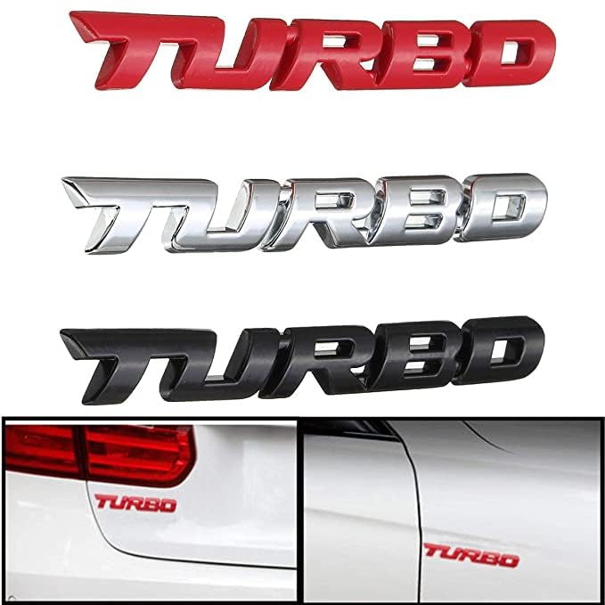 OAN 3D Turbo Premium Car Side Fender Rear Trunk Emblem Alloy Badge Decals Sticker for All Cars Trucks SUV (Red) - Image 3