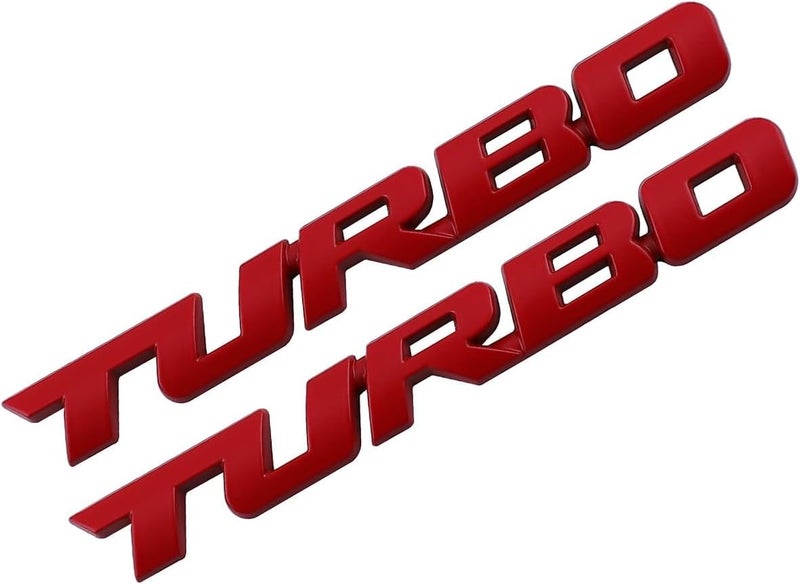 OAN 3D Turbo Premium Car Side Fender Rear Trunk Emblem Alloy Badge Decals Sticker for All Cars Trucks SUV (Red) - Image 1