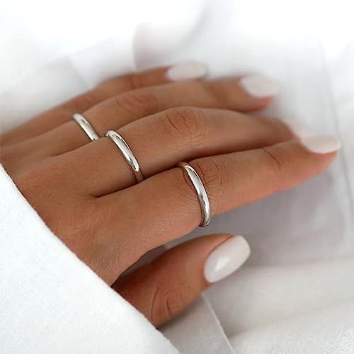 MILACOLATO 925 Sterling Silver Ring for Women Men High Polished Plain Stackable Thumb Rings Tarnish Resistant Wedding Band Ring Comfort Fit Size 7, 2mm Ring - Image 4