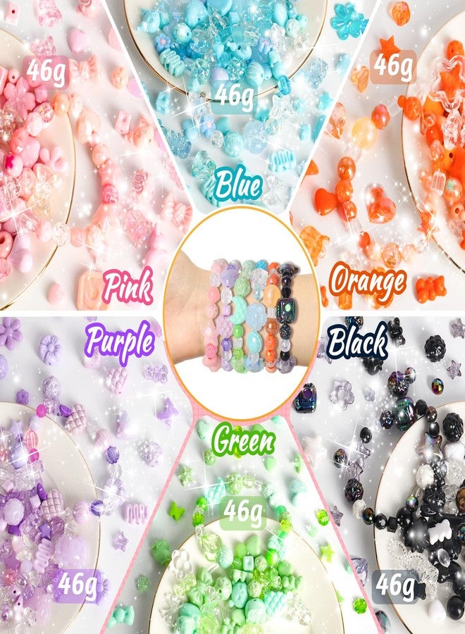 RYKOMO 600-700PCS Acrylic Beads for Bracelet Making Kit, with Bell, String, Key Rings, Clips in 6 Colors Kawaii Aesthetic Cute Beads for Jewelry Making, Keychains, Phone Charms, DIY Crafts - Image 5