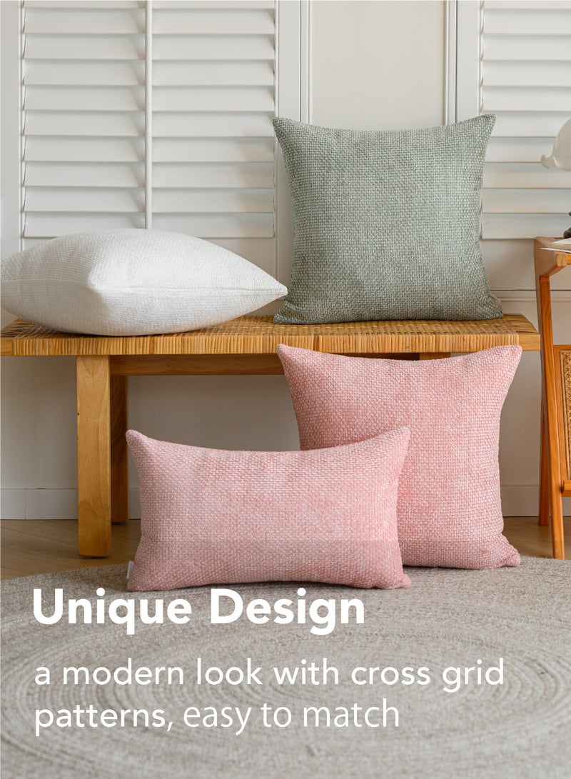 a moment a moment Pink Chenille Cushion Cover Throw Pillow Covers 45x45 CM Pack of 2 Modern Decorative Pillowcase Farmhouse Cross Pillows  - Image 4