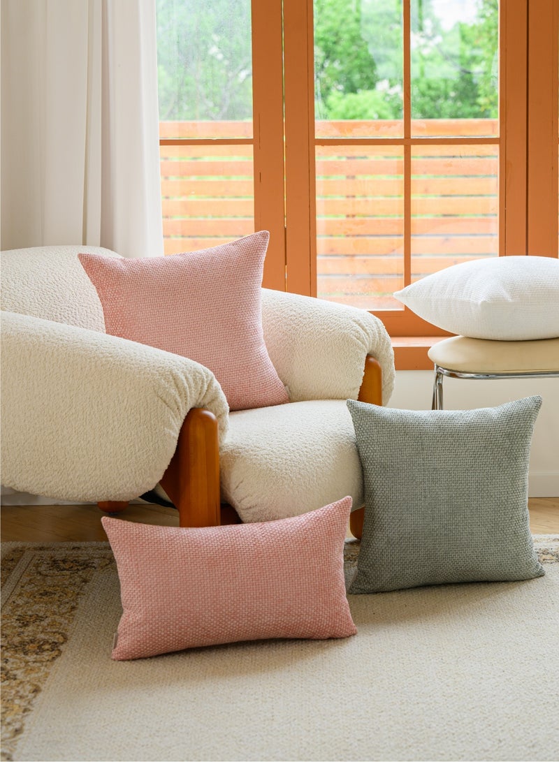 a moment a moment Pink Chenille Cushion Cover Throw Pillow Covers 45x45 CM Pack of 2 Modern Decorative Pillowcase Farmhouse Cross Pillows  - Image 5