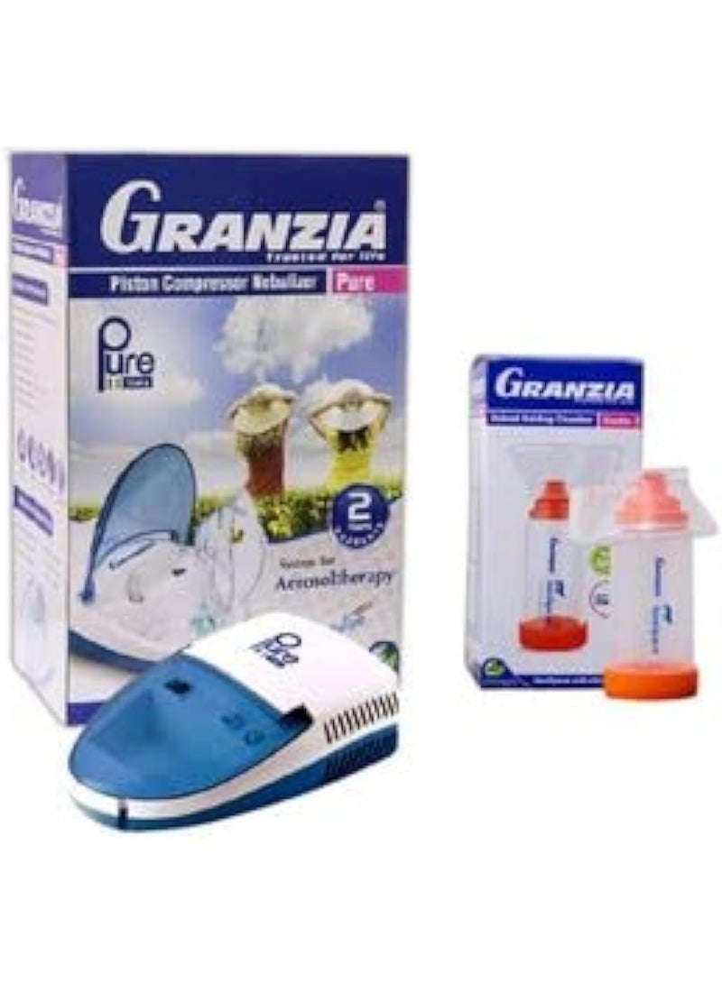 Granzia Pure Italian Nebulizer & Aerochamber Vento 2 Set (6-12 Years) - High Quality for Respiratory Relief - Perfect Gift