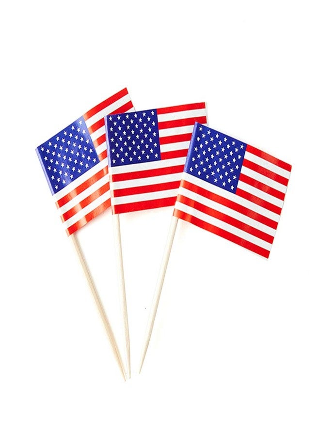 mflagperft American Flag USA Flag, Small Mini American Toothpick Flags for Food, Cupcakes, Cocktails, Appetizers, Bar Party Decorations - Image 1