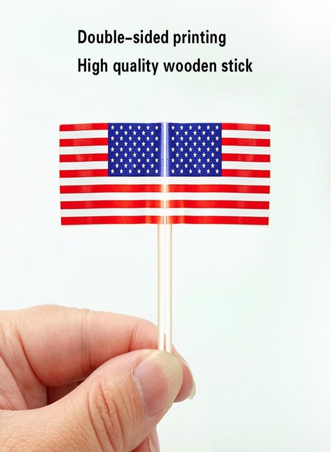 mflagperft American Flag USA Flag, Small Mini American Toothpick Flags for Food, Cupcakes, Cocktails, Appetizers, Bar Party Decorations - Image 3