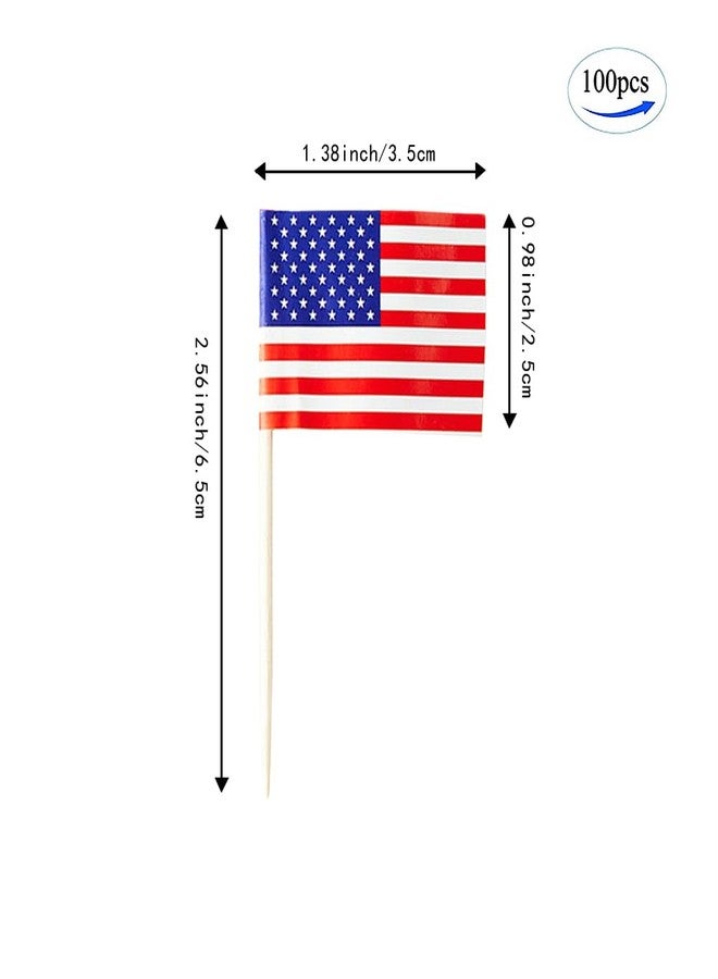 mflagperft American Flag USA Flag, Small Mini American Toothpick Flags for Food, Cupcakes, Cocktails, Appetizers, Bar Party Decorations - Image 2