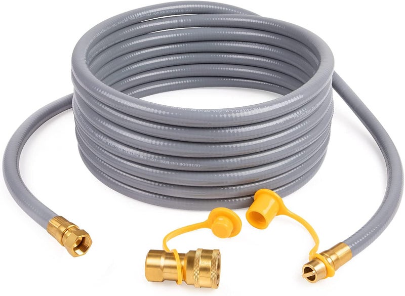 GASPRO 24 Feet 3/8" ID Natural Gas Hose, Low Pressure LPG Hose with Quick Connect, for Weber, Char-broil, Pizza Oven, Patio Heater and More - Image 1
