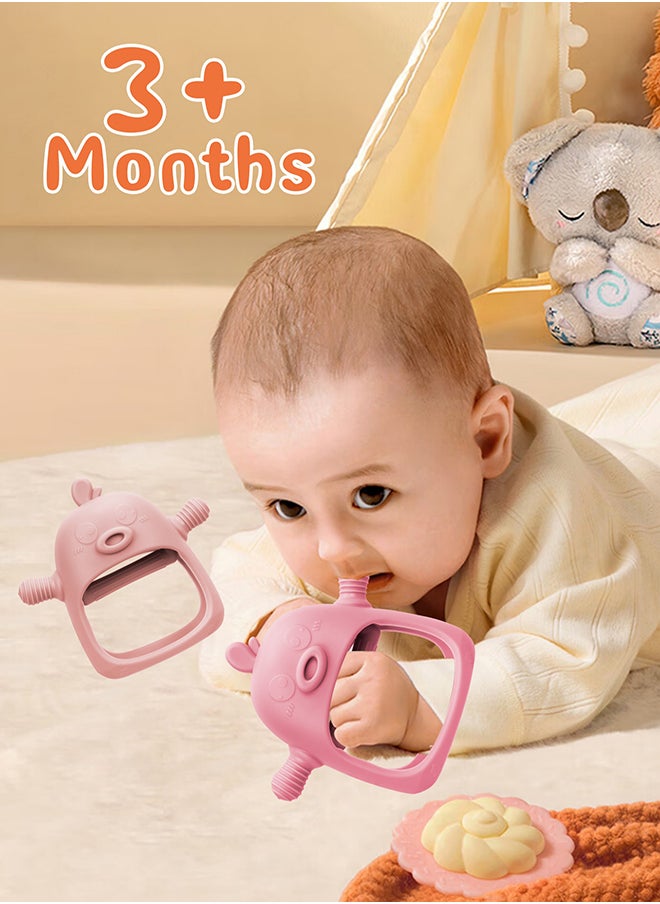 URbazaar 2 Packs Baby Teething Toy for 0-6 6-12 Months, Food Grade Silicone Teething Mitten, Anti Dropping Wrist Hand Teethers Baby Chew Toys for Sucking Needs  - Image 4