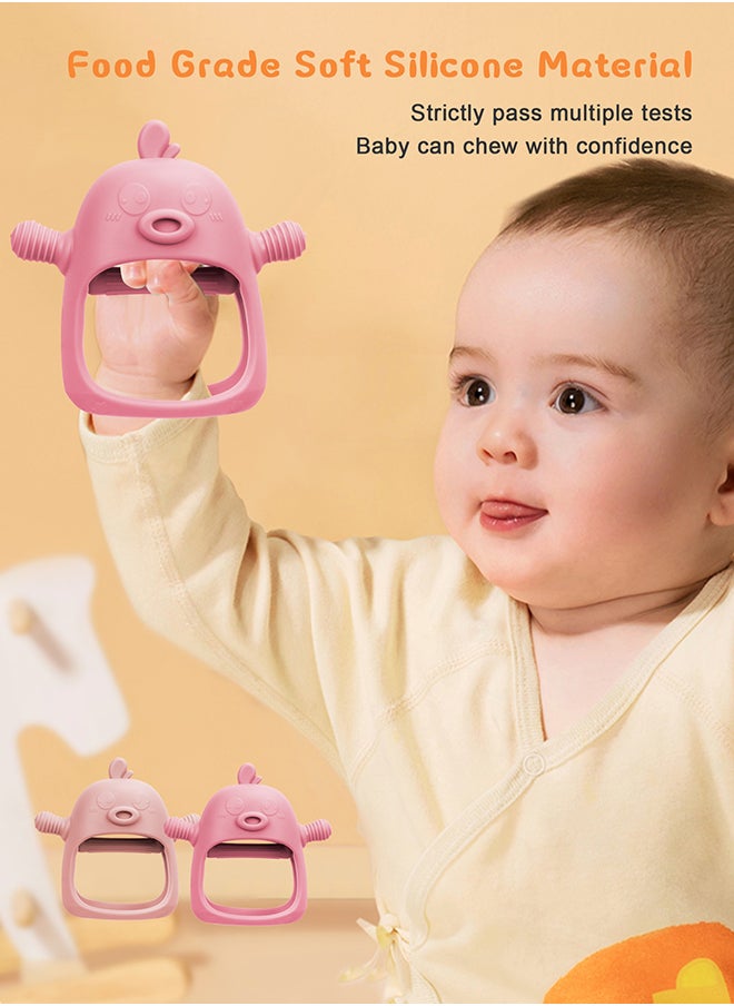 URbazaar 2 Packs Baby Teething Toy for 0-6 6-12 Months, Food Grade Silicone Teething Mitten, Anti Dropping Wrist Hand Teethers Baby Chew Toys for Sucking Needs  - Image 2