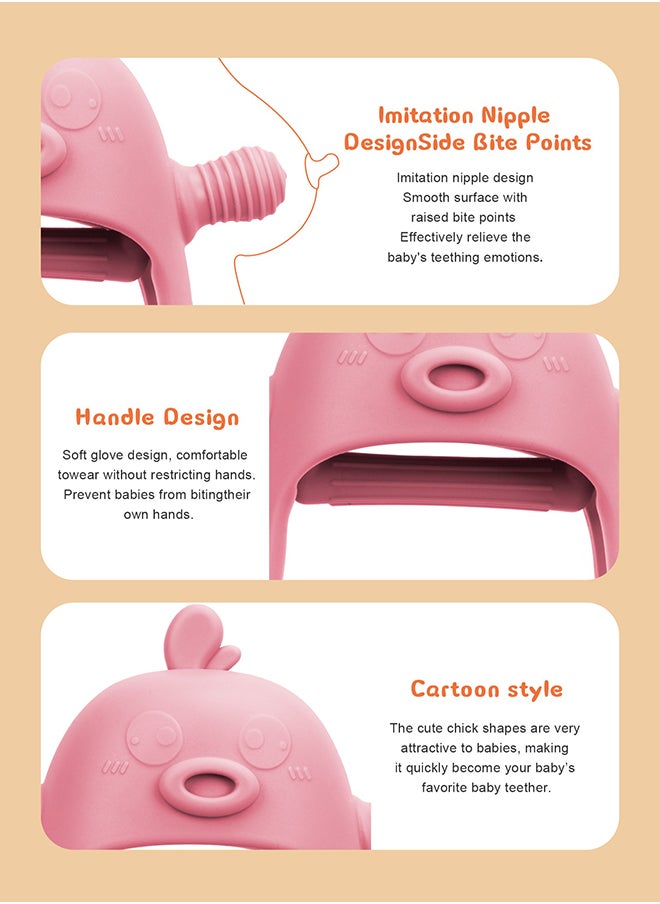 URbazaar 2 Packs Baby Teething Toy for 0-6 6-12 Months, Food Grade Silicone Teething Mitten, Anti Dropping Wrist Hand Teethers Baby Chew Toys for Sucking Needs  - Image 5