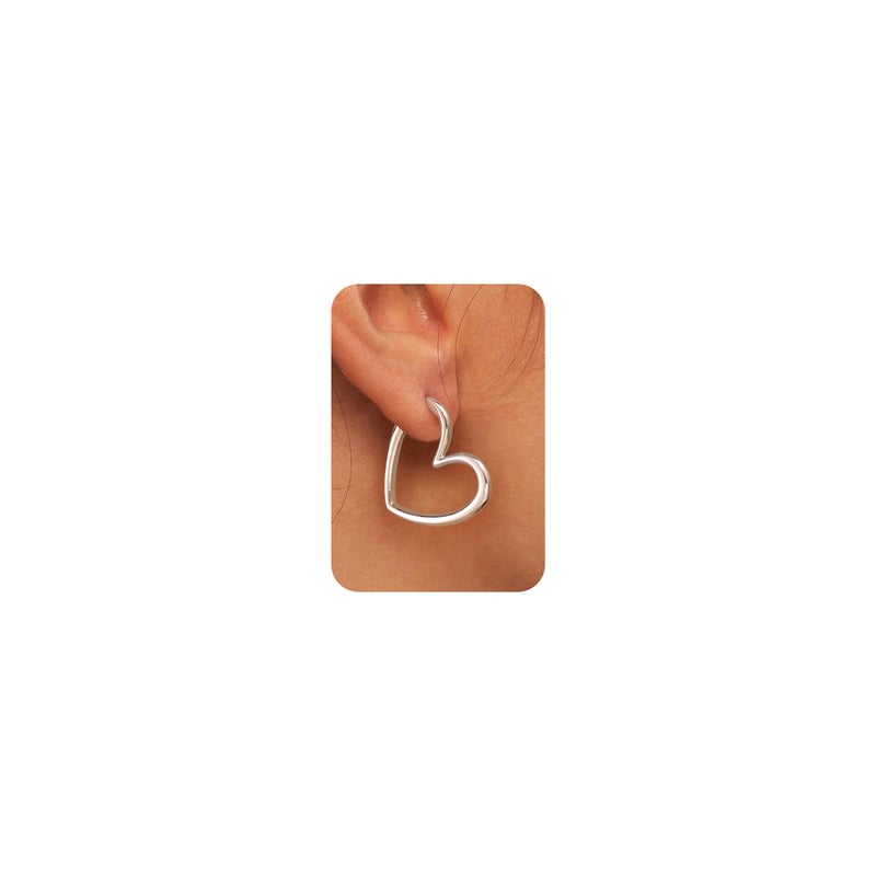 LLWOM Gold Huggie Earrings for Women, 14k Silver Plated Heart Hoop Earrings Hypoallergenic Lightweight Hoops Gifts - Image 1