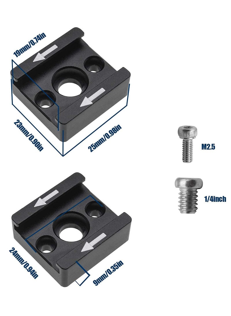 Universal Cold Shoe Mount Adapter Brackets with 1/4 Inch M2.5 Screws and Wrench for Camera Cages, Flash, Microphones, and Other Devices - Pack of 2. - Image 1