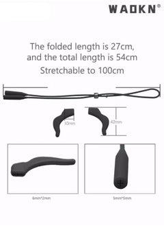 WAOKN Eyeglasses Strap-Chains-Cord Eco-Friendly Silicone Sunglass String for Men Women Kids Adjustable Eyewear Retainer with Ear Hooks for Reading Glasses Sports and Outdoor Activities Black  - Image 5