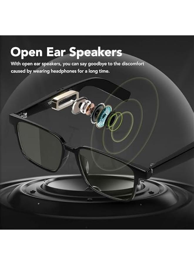 Smart Glasses, IP5 Waterproof Open Ear Sound Sunglasses with Dual Microphones, 5.3 Voice Control Uni Smart Audio Glasses for Driving, Sports, Study (Individual - Image 3