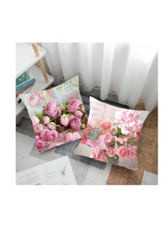 Y&D Floral Decorative Throw Pillow Cover, 18 x Inch Flowers Cushion Cases Home Decor Watercolor Roses Cover Elegant Bud Petal Romantic Case for Couch Bed  - Image 4