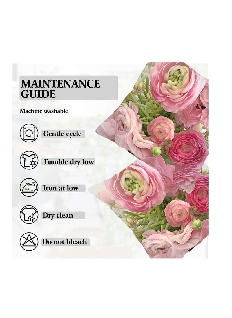 Y&D Floral Decorative Throw Pillow Cover, 18 x Inch Flowers Cushion Cases Home Decor Watercolor Roses Cover Elegant Bud Petal Romantic Case for Couch Bed  - Image 3