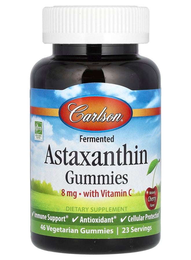 جواهر الأستازانتين المخمرة مع فيتامين C بنكهة الكرز الطبيعي 8 ملغ 46 جواهر نباتية (4 ملغ لكل جواهر)