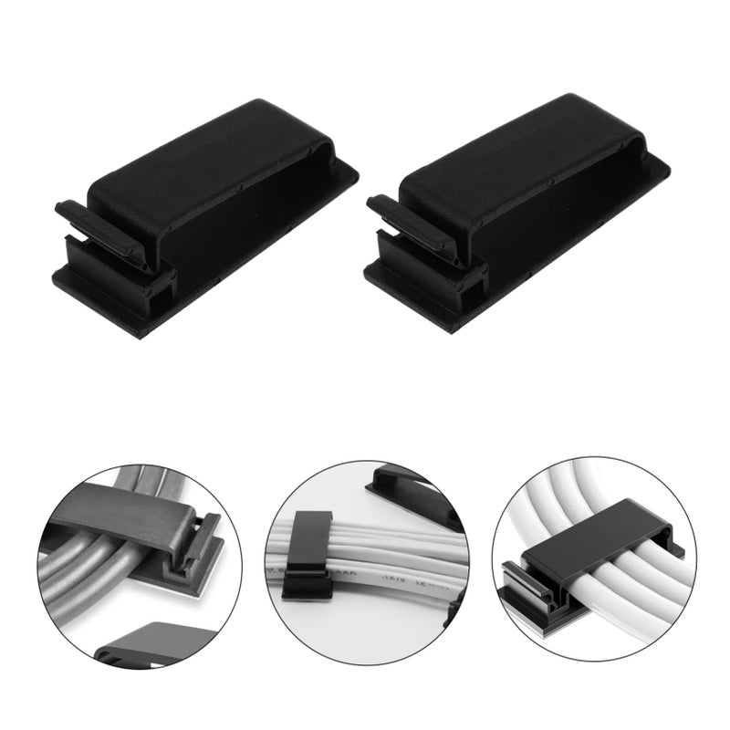 Under Desk Cable Management Clips 60 Pcs Black Cord Organizers 4 7x2cm - Image 3