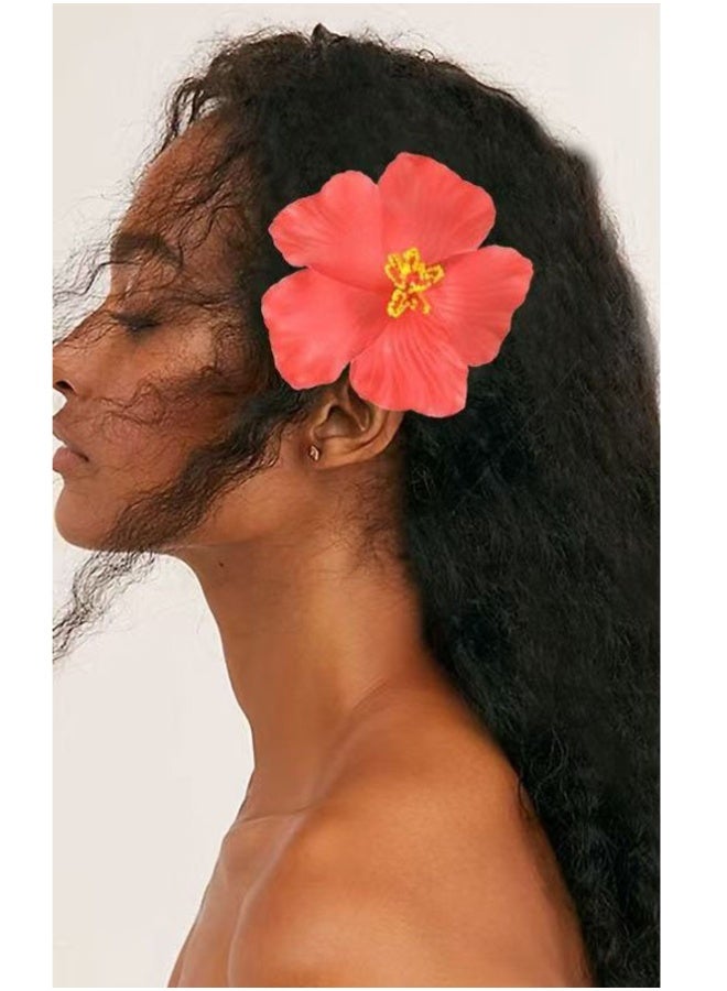 QINGYAN 4pcs Hawaiian Flower Hair Clips, Bohemian Style Hibiscus Flower Hair Clip, Suitable for Holiday, Beach, Party, Summer Girls, Tropical Flower Hair Accessories Holiday Gifts - Image 2