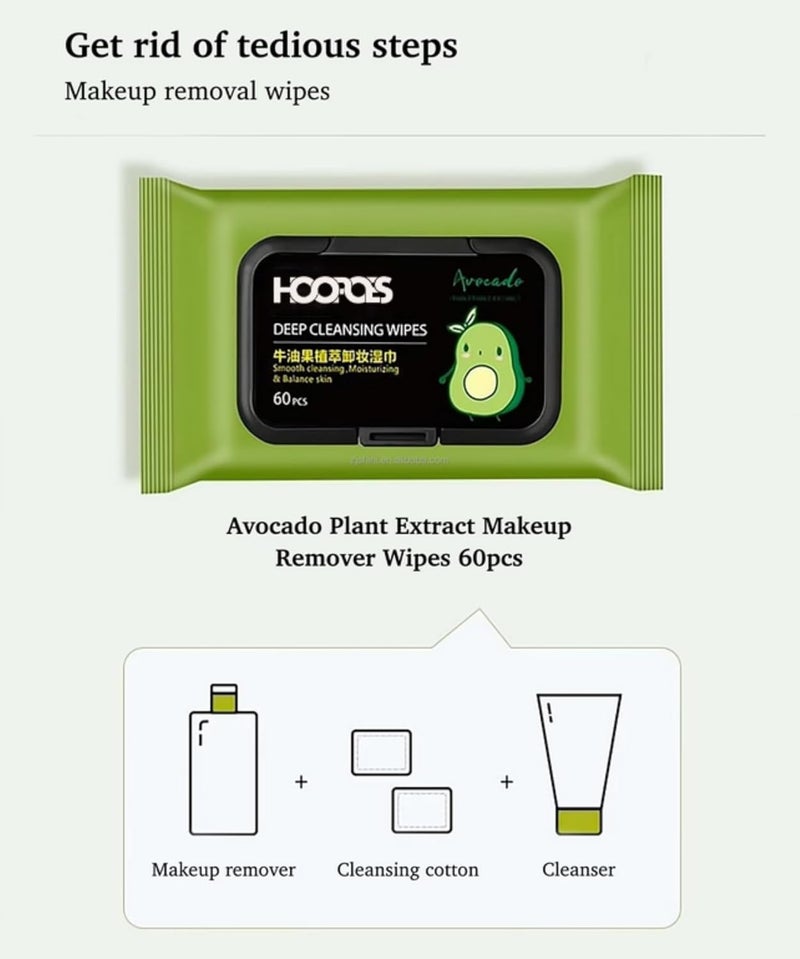 HOOPOES Makeup Remover Wipes UltraSoft Cleansing Facial Towelettes for Waterproof Makeup AlcoholFree PlantBased 60 Count Pack Of 2 - Image 5