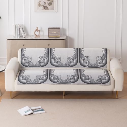 HOKIPO 'HeavenHue' Fleece Soft Touch Quilted 3 Seater Sofa Cover Set – Washable Sofa Panel for Seat & Back | Twilight Lace (IN-840-D5*2) - Image 2