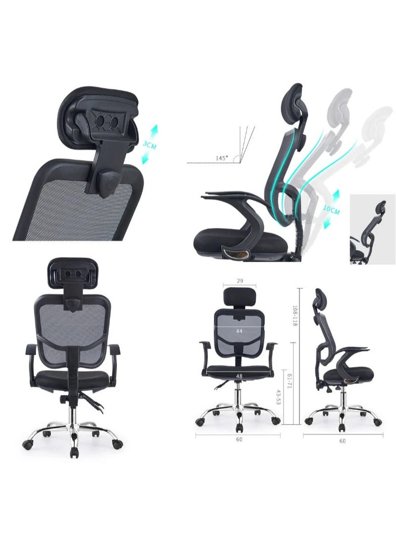 Rubik Fixed Arm Computer Chair Mesh Back, Adjustable Height, Head Rest (Assembled prior to shipping)  - Image 3