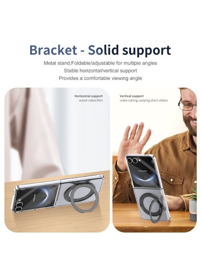 Protect حافظة PROTECT المغناطيسية الشفافة مع حامل حلقي قابل للطي لهاتف سامسونج جالاكسي Z Flip 7 | تشطيب ضبابي | امتصاص الصدمات | متوافقة مع MagSafe | الطراز: FMSFLP7 - Image 3