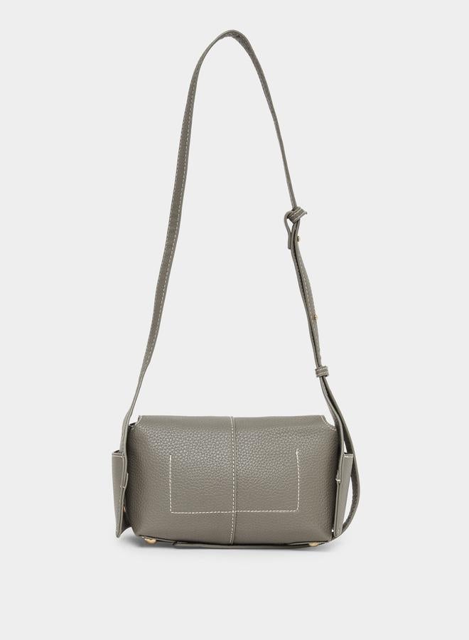 Styli Grey Textured Shoulder Bag with Adjustable Strap - Image 3