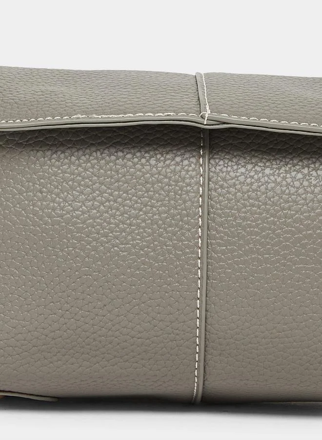 Styli Styli Grey Textured Shoulder Bag with Adjustable Strap