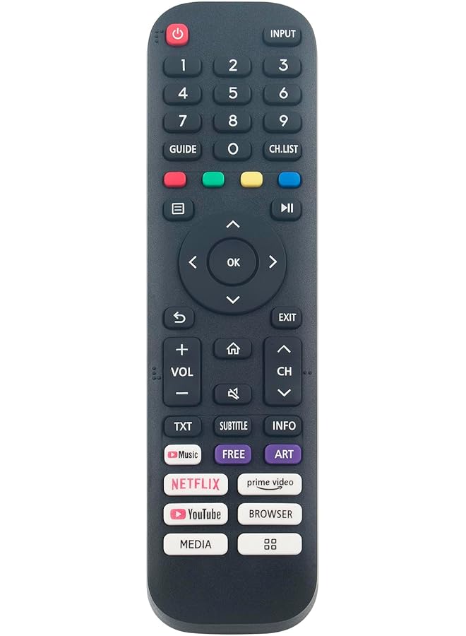TIGER EN2J30H Replacement Remote Compatible with Hisense Vidaa Smart TV 43V6G 43A60G 65A60GMV 65A6010GMV 55A60H 55A60GMV 65H77G 65V6G 40A4HV