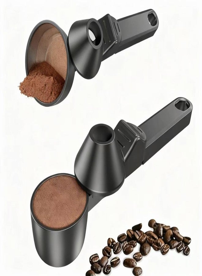 RUNZI 2pcs Coffee Scoop & Funnel for Reusable K Cup Refillable Coffee Pods, 2 Tablespoon Coffee Measuring Spoon with Funne,Spoon for Ground Coffee, Protein Powder, Tea(Black) - Image 1